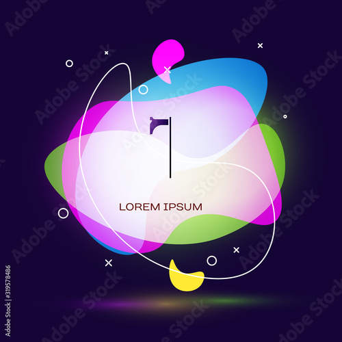 Black Medieval axe icon isolated on blue background. Battle axe, executioner axe. Medieval weapon. Abstract banner with liquid shapes. Vector Illustration