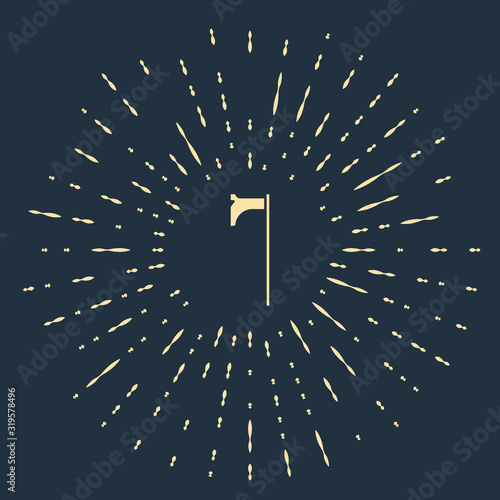 Beige Medieval axe icon isolated on blue background. Battle axe, executioner axe. Medieval weapon. Abstract circle random dots. Vector Illustration