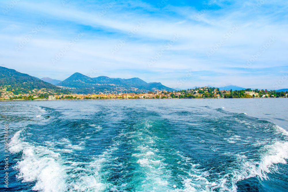 Fototapeta premium Sunset landscape of Lake Maggiore, Italy