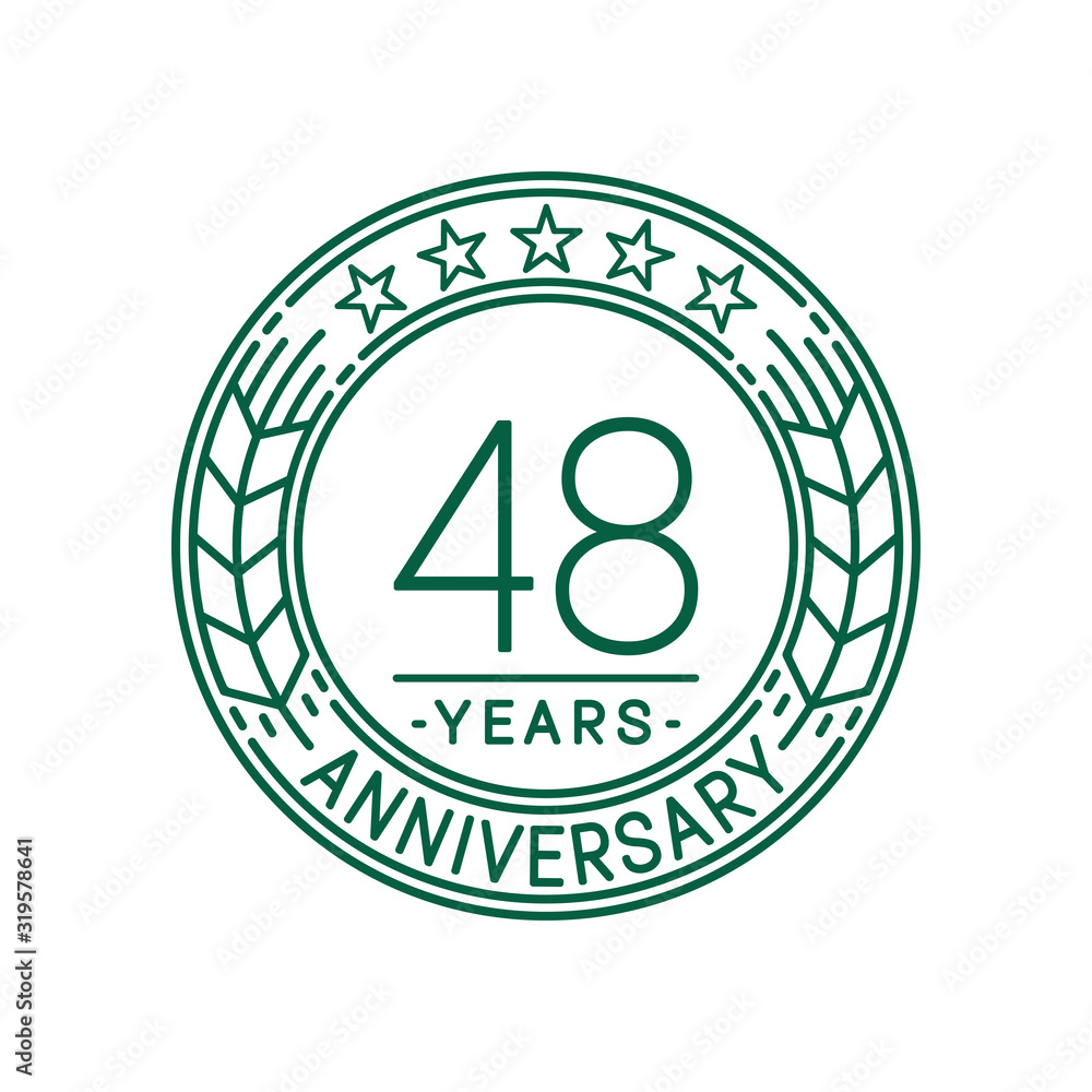 48 years anniversary celebration logo template. Line art vector and illustration. 48 years anniversary celebration logo template. Line art vector and illustration.