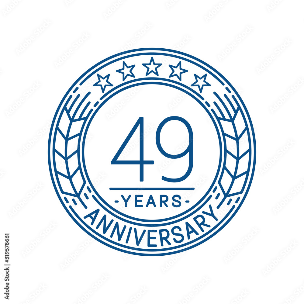 49 years anniversary celebration logo template. Line art vector and illustration.