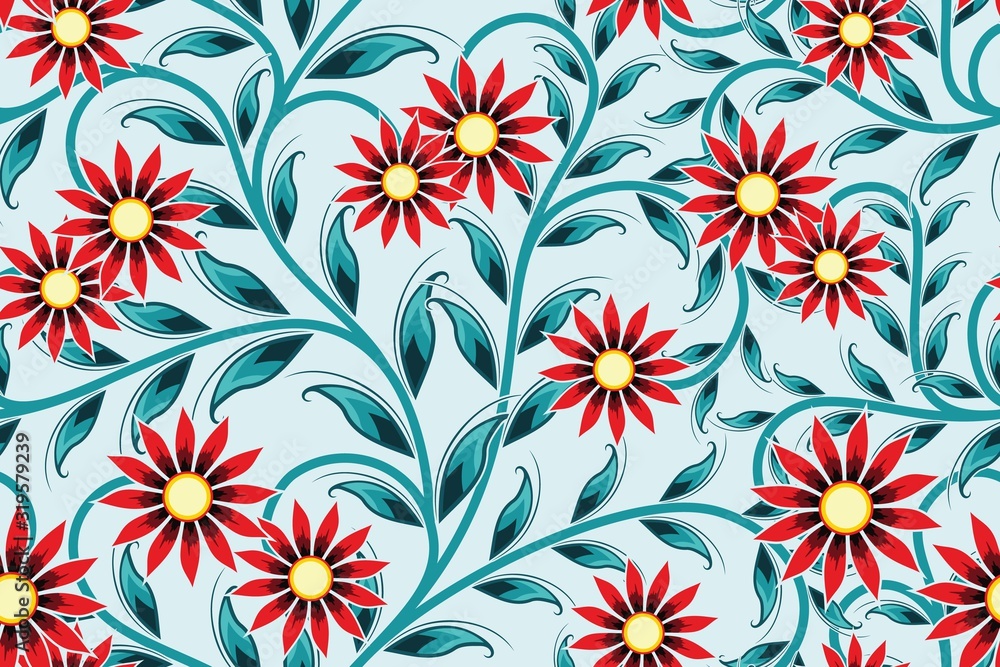 Seamless pattern with abstract floral, Indonesian batik motif, fantasyl style Seamless pattern with abstract floral, Indonesian batik motif, fantasyl style