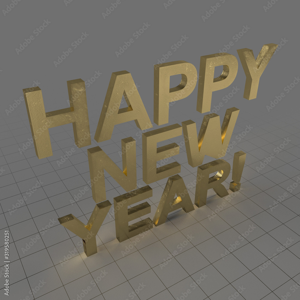 Happy new year words Stock 3D asset | Adobe Stock