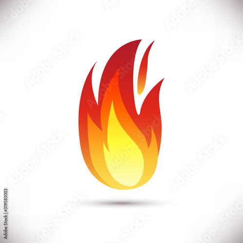 Fire flame icon isolated on white background.