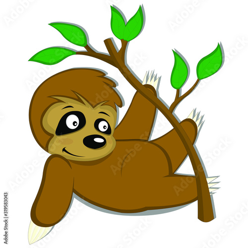 vector illustration of a sloth on a branch