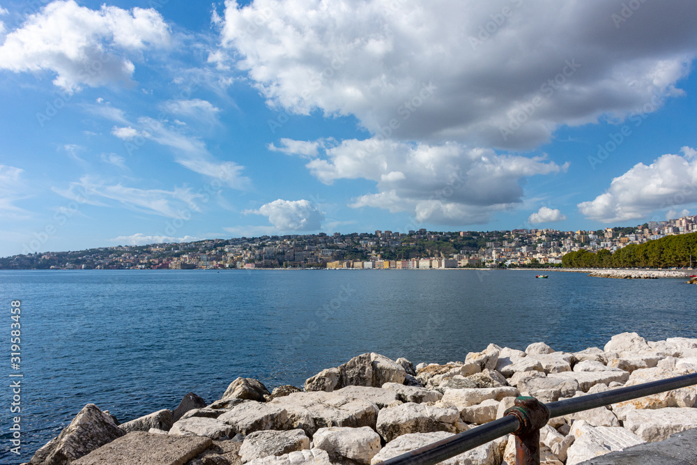 Italy, Naples, view and details of the city's waterfront