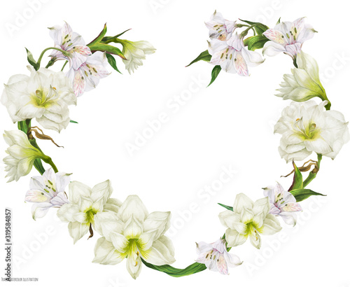 Bridal heart shape wreath with white flowers