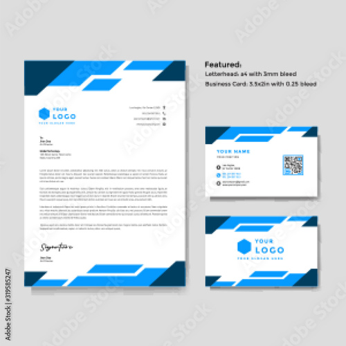 Professional creative letterhead and business card vector template