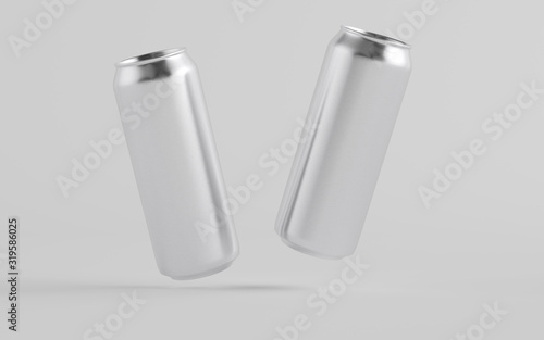 16 oz. / 500ml Aluminium Beer / Soda / Energy Drink Can Mockup - Two Cans.  3D Illustration photo