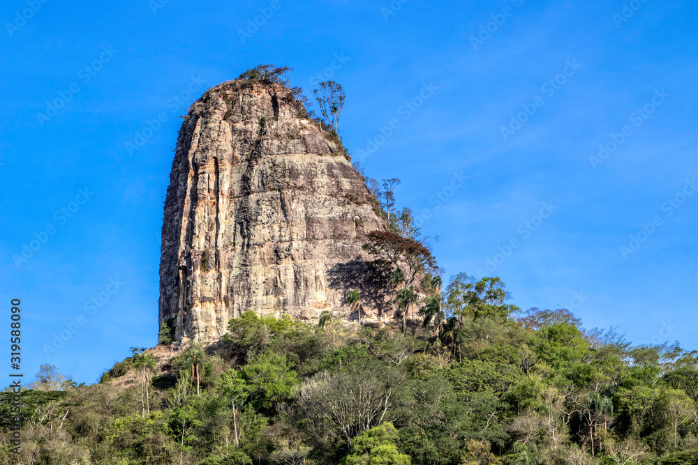 Rock formation composed of sandstone known as Stone Tower, in Torre de Pedra municipality, in Sao Paulo state, Brazil