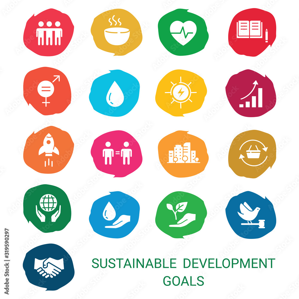 Icons Set .Sustainable Development Goals. 