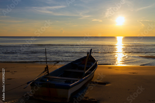 Sunrise idyllic with shadow on beach morning © suthin3