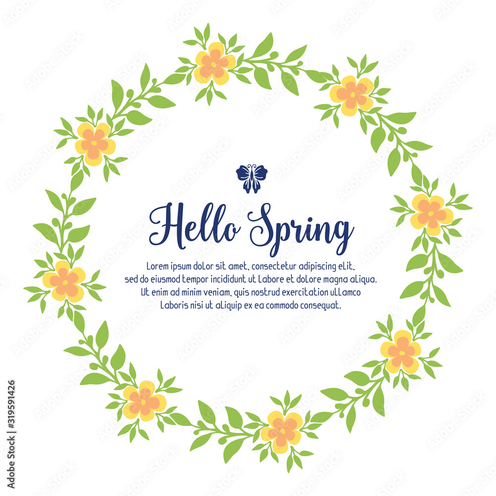 Antique pattern of leaf and flower frame, for hello spring cards decoration. Vector