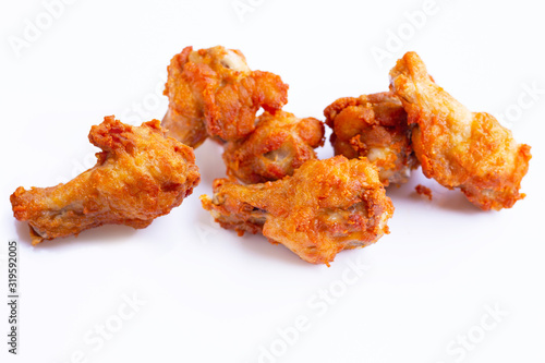 Fried chicken on white background. © Bowonpat