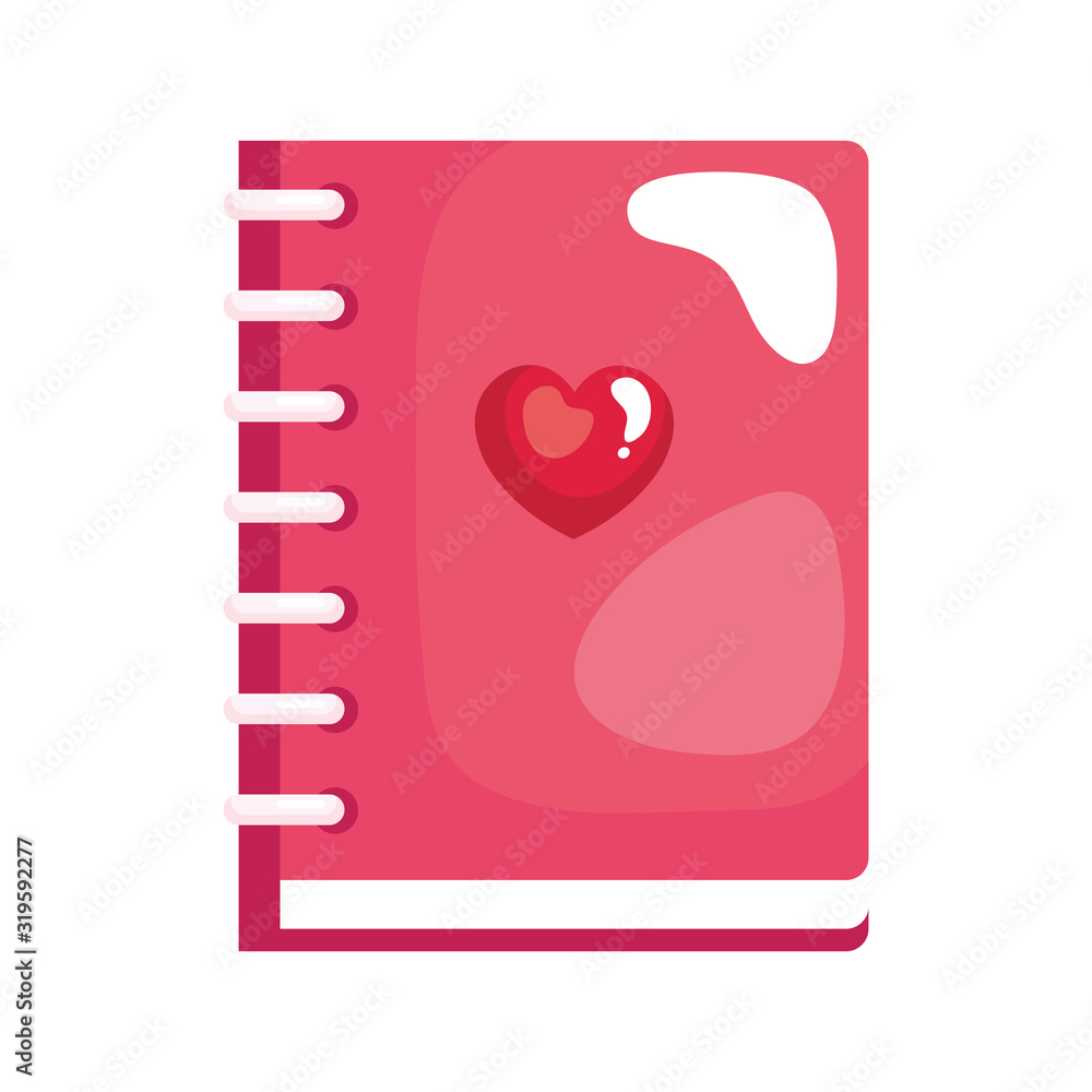 notebook with heart isolated icon