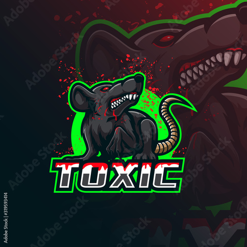 toxic mascot logo design vector with modern illustration concept style for badge, emblem and tshirt printing. angry rat illustration.