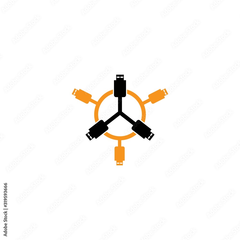 Fototapeta premium USB tech logo template vector design