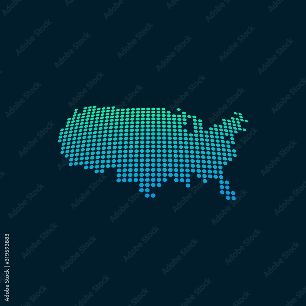 USA blank map vector . USA digital map template . USA silhouette . black USA map . Colorful map of United States of America . America national flag . sphere dots globe surface