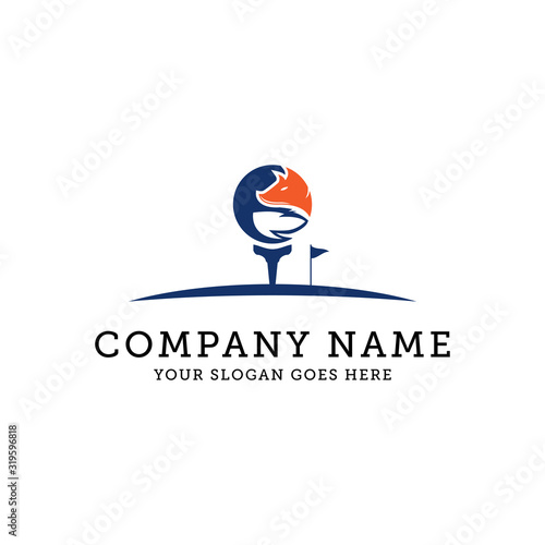 Fox golf ball club logo designs template, beauty fox circle logo vector illustration