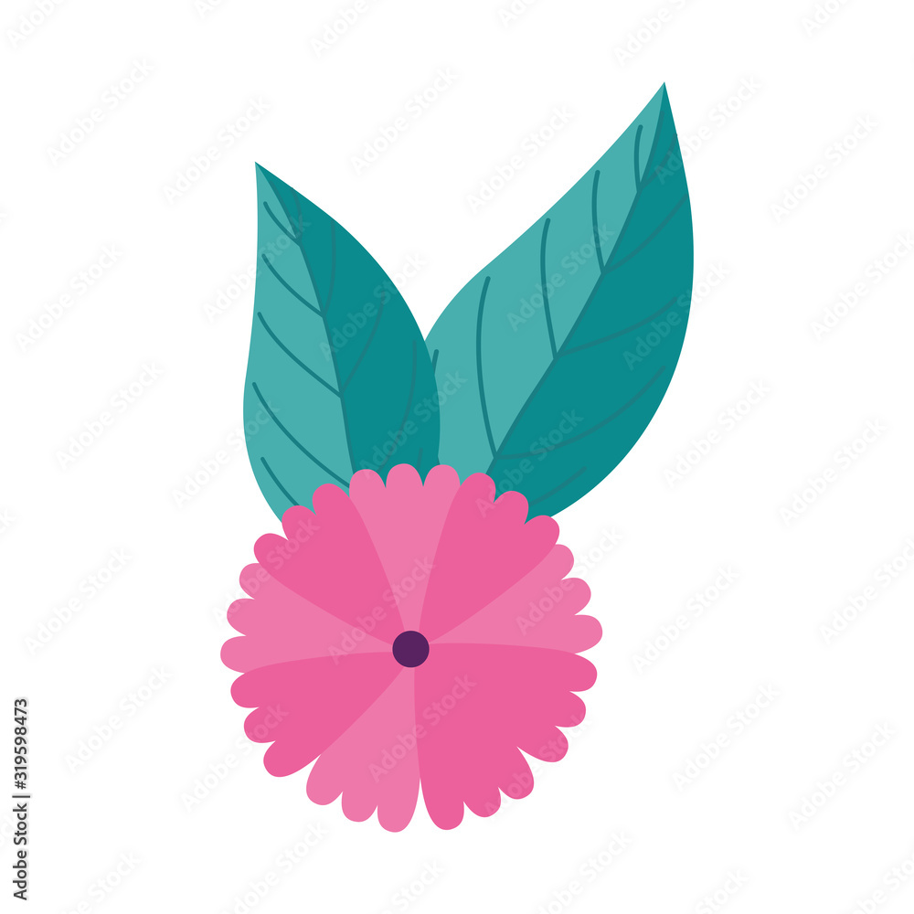 cute flower natural with leafs isolated icon