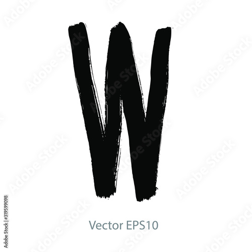 vector brush strokes Hand Drawn Alphabet Font. W