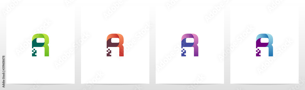 Modern Digital Letter Logo Design R - obrazy, fototapety, plakaty 