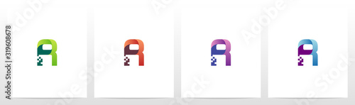 Modern Digital Letter Logo Design R