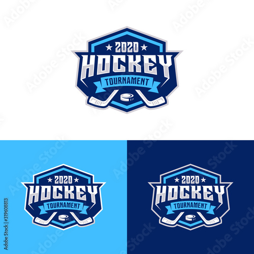 Hockey tournament sport logo template. Modern vector illustration. Badge design.