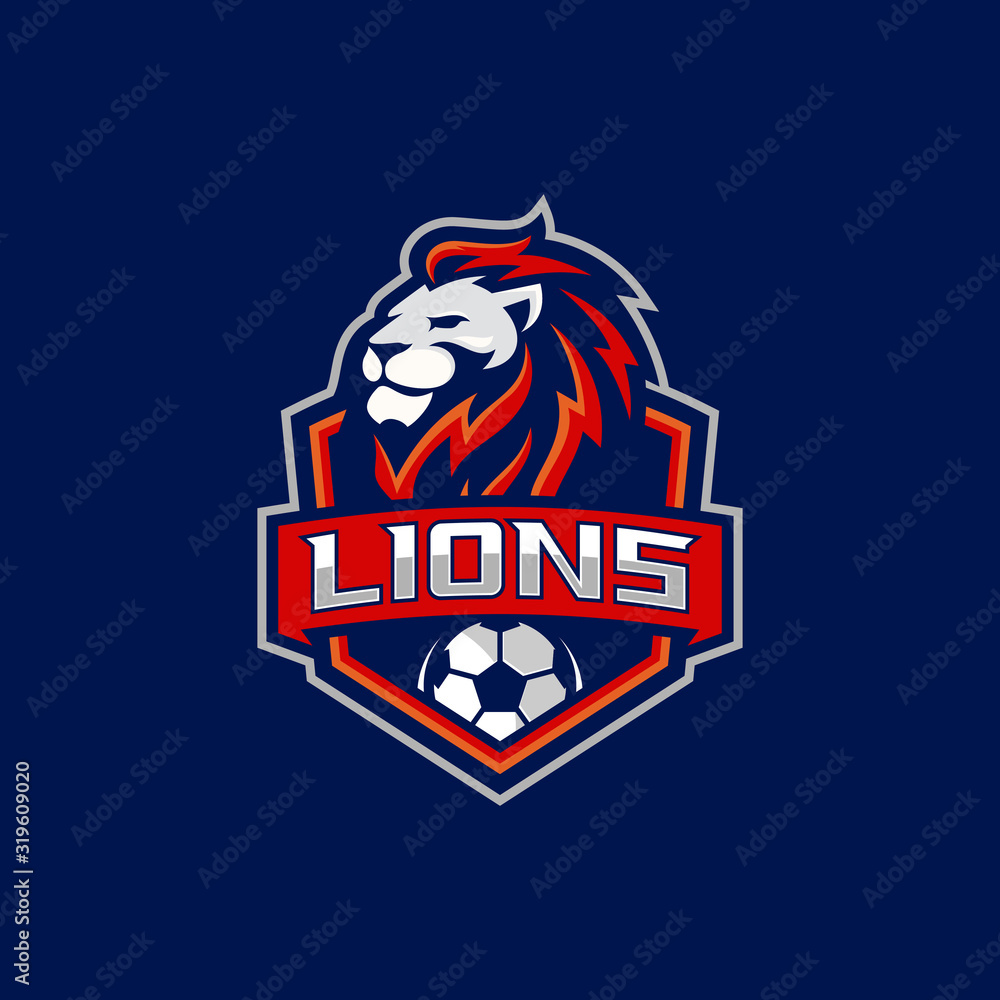 Lion Football Team Logo Stock Vector