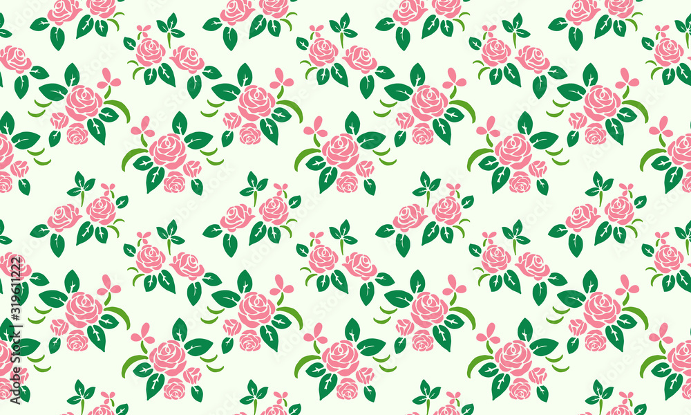 Vintage wallpaper for Valentine, with beautiful pink floral pattern background design.