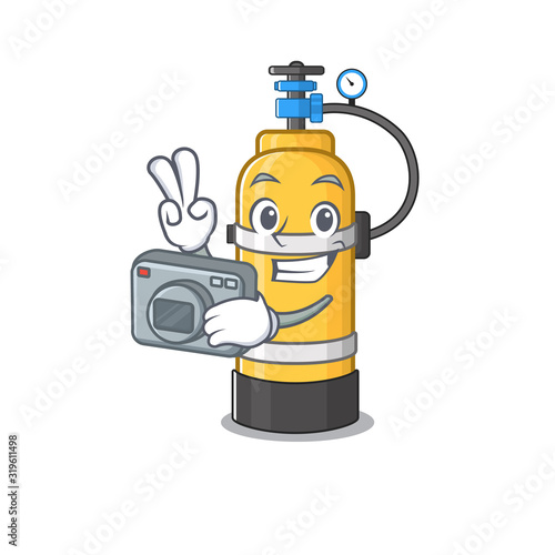 Cool Photographer oxygen cylinder character with a camera