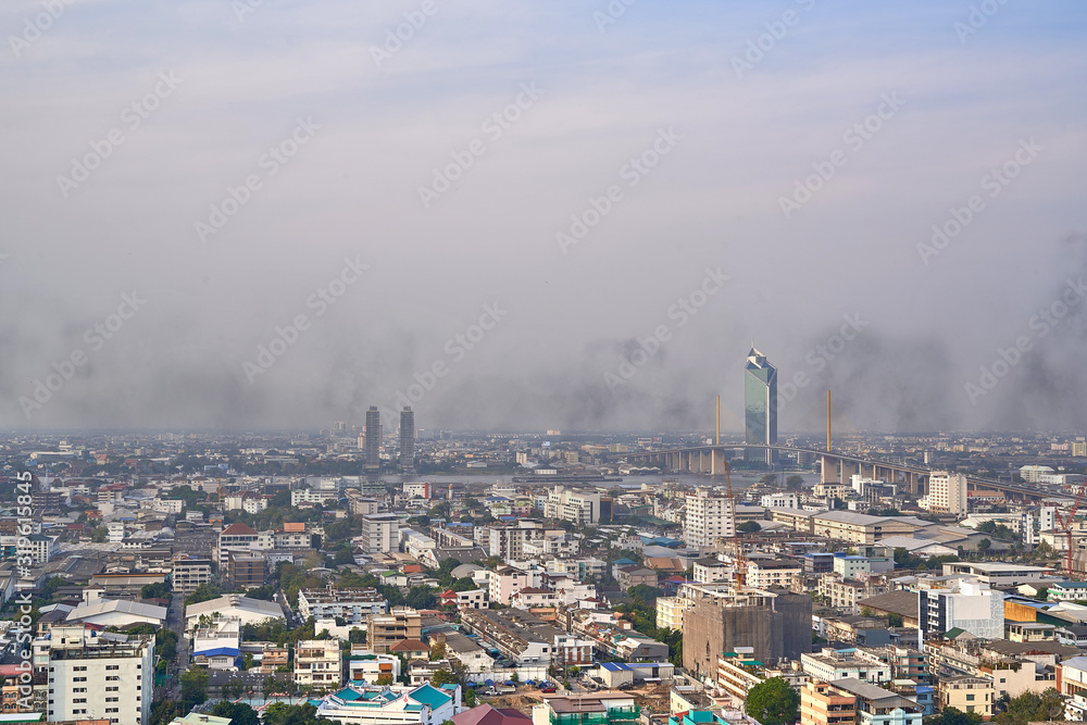 Bangkok City Thailand air pollution remains at hazardous levels PM 2.5 pollutants - dust and smoke high level PM 2.5