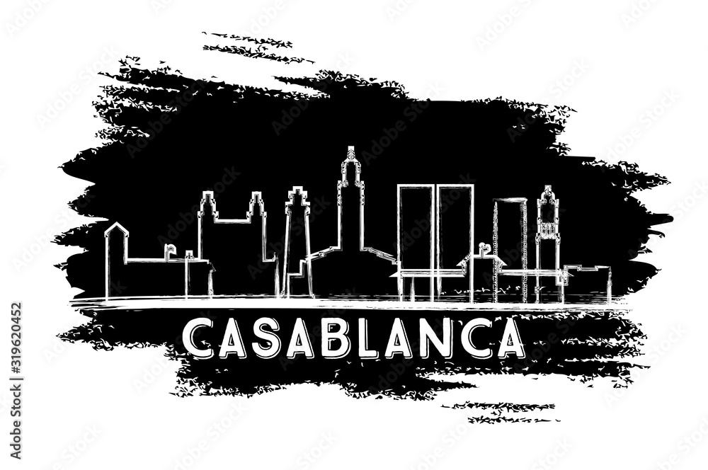 Casablanca Morocco City Skyline Silhouette. Hand Drawn Sketch.