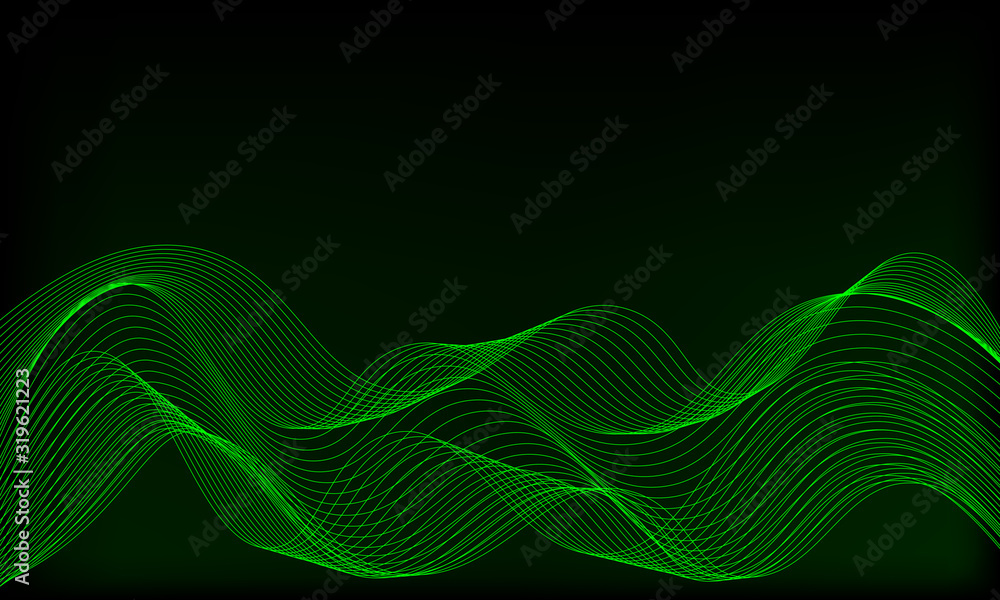 Abstract electric waves on a black background, technology concept, copy space.