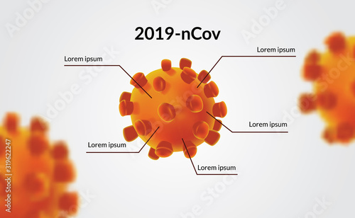 info graphic of 3d coronavirus. 2019 nCov wuhan influenza virus pandemic. Global health warning