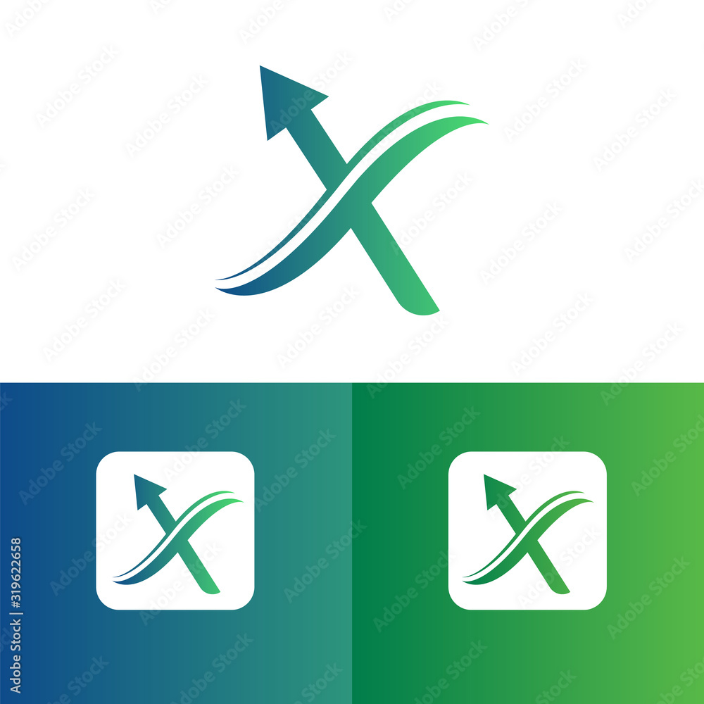 Arrow X logo design, Design logo icon template with letter X. Vector illustration Arrow X logo design, Design logo icon template with letter X. Vector illustration