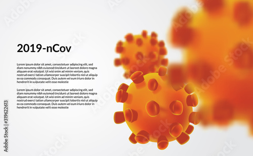 3d coronavirus illustration concept. 2019 nCov wuhan influenza virus pandemic. Global health warning