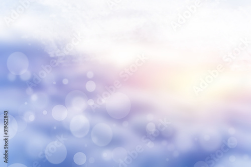 Abstract bright gradient motion spring or summer landscape texture with natural blue lights and pastel bright cloudy and sunny sky. Beautiful Autumn or summer background with copy space.