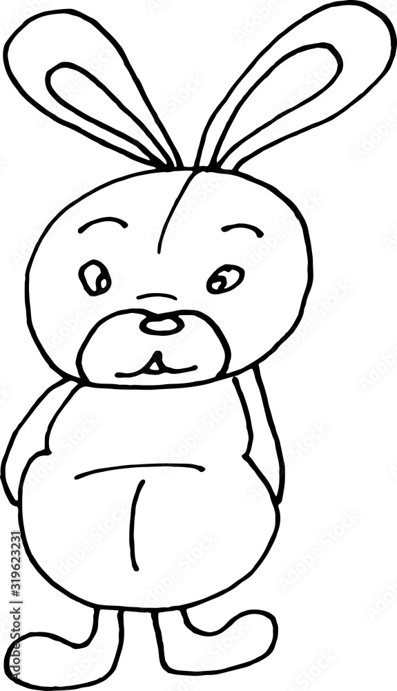 Fototapeta premium Vector of coloring book. Rabbit . Plush Hare. Outline on a white background. Hand drawing.
