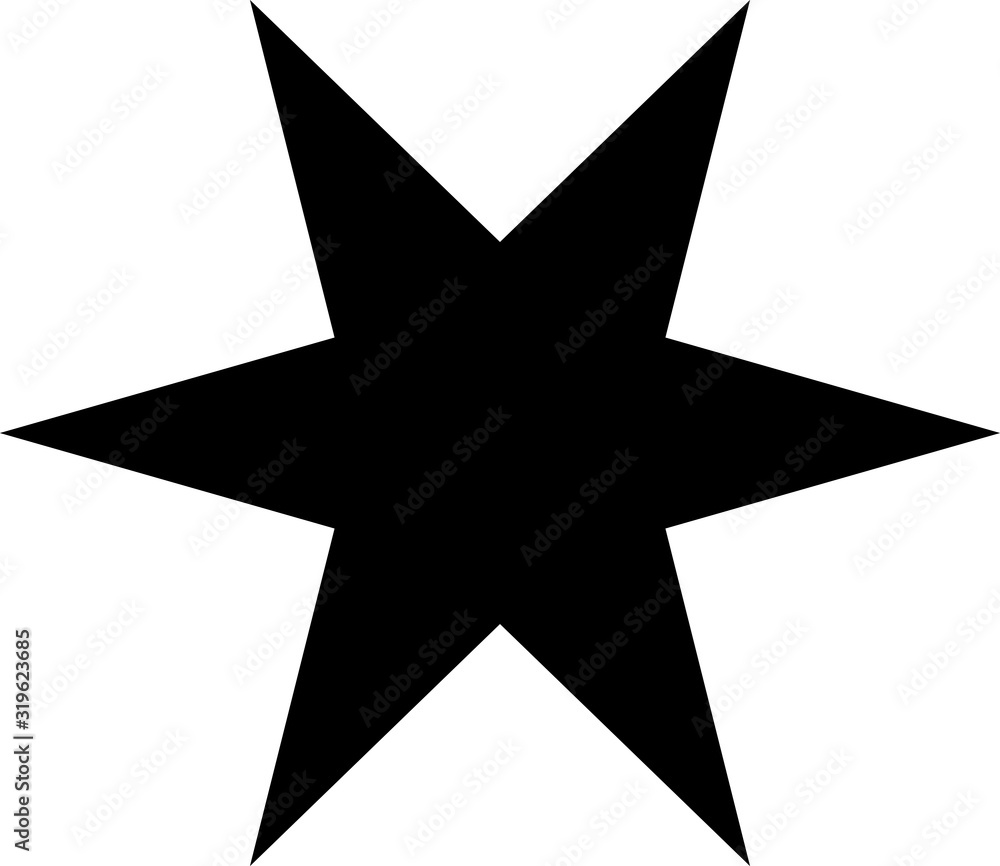 Fototapeta premium flat black standard six-pointed star with sharp rays on a white background