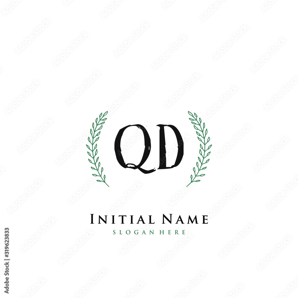 QD Initial handwriting logo vector