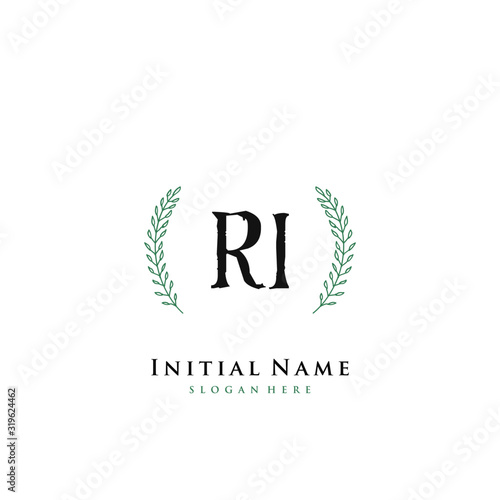 RI Initial handwriting logo vector