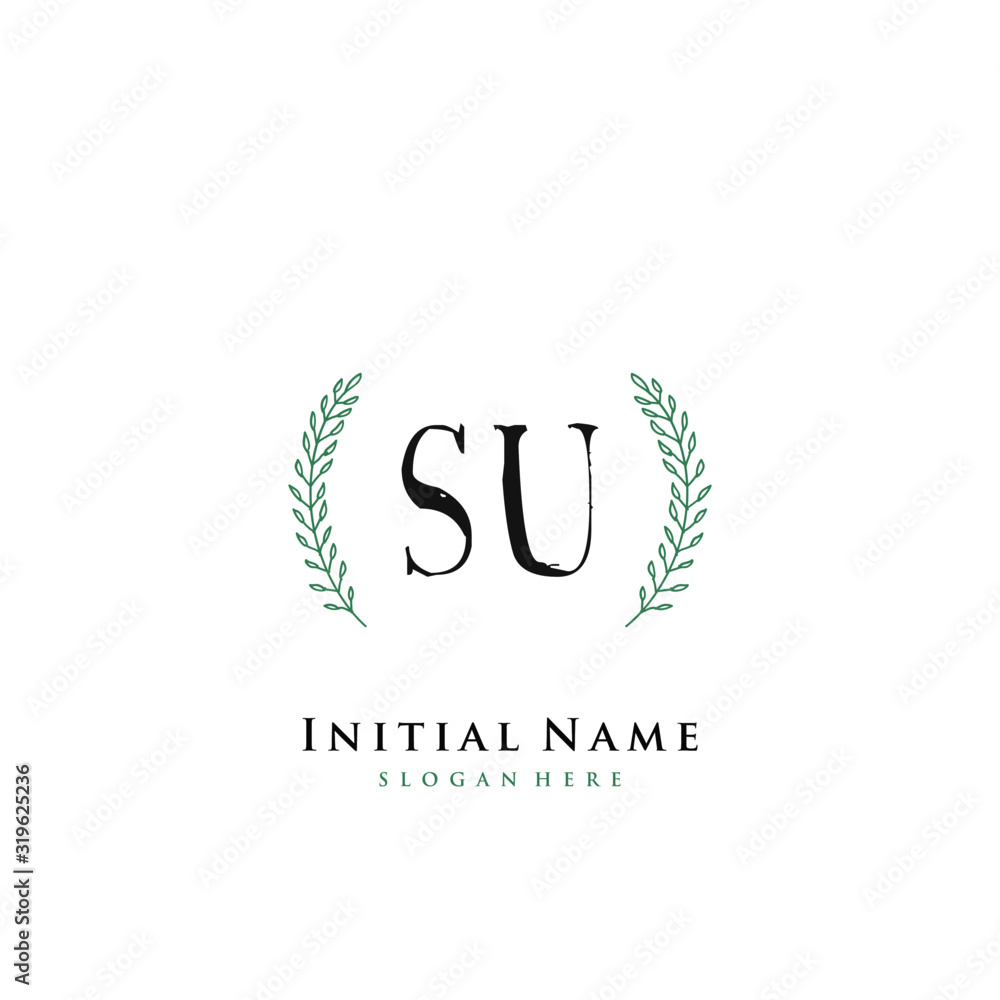 SU Initial handwriting logo vector SU Initial handwriting logo vector
