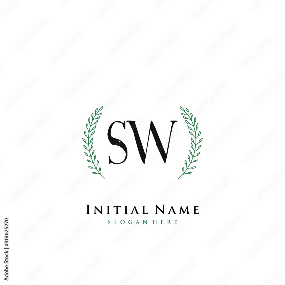 Obraz premium SW Initial handwriting logo vector