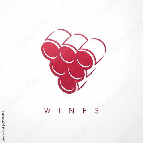 Wine cellar logo design idea with grapes made from wine casks. Winery vector symbol concept. Alcoholic drink icon with barrels of vine. 