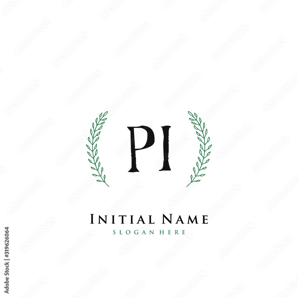PI Initial handwriting logo vector