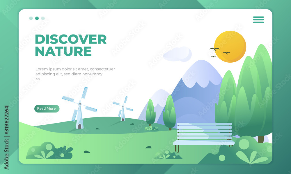Fototapeta premium Discover nature illustration on landing page