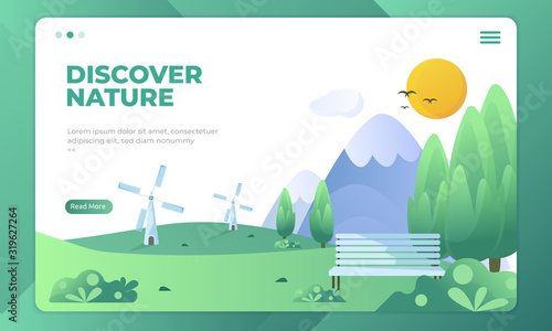 Discover nature illustration on landing page