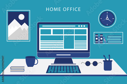 workplace concept, modern home office interior, freelance office