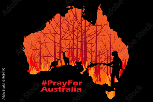 Problems forest fire in Australia,Pray for Australia and forest fire background